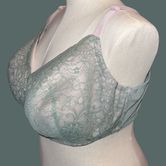 Plus Size Cacique Lightly Lined Balconette Lace Bra Size 46DD - Picture 3 of 6